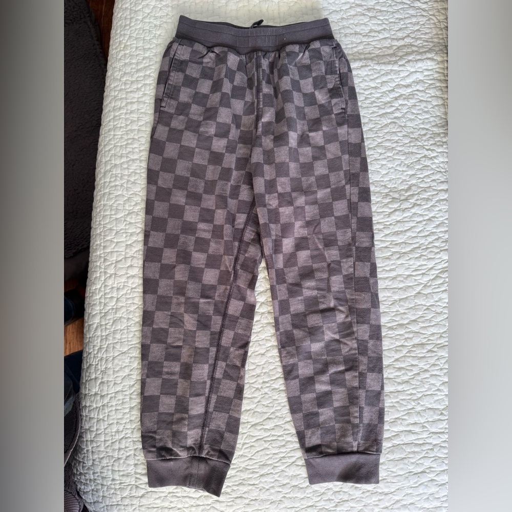 Tea Collection kids Checkered Gray Jogger Pants size 8